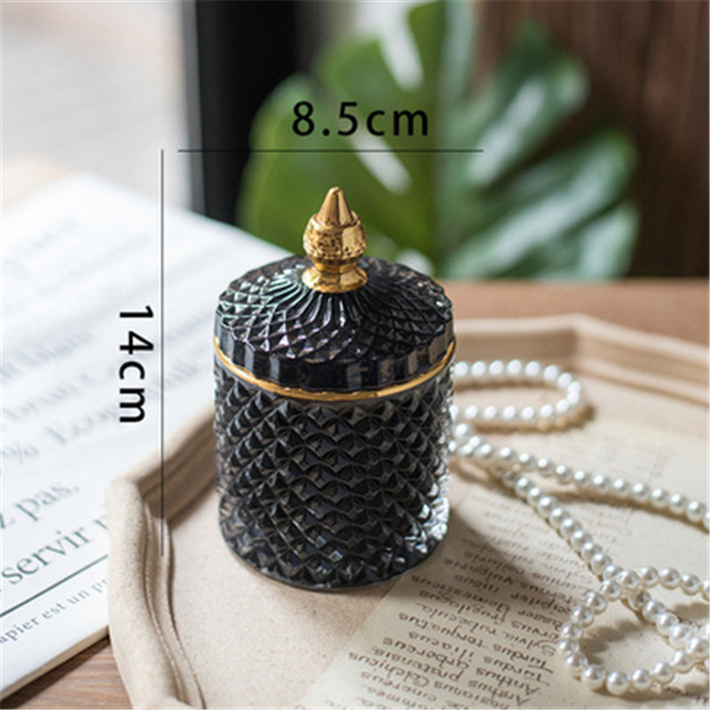 French Luxury Multi-color Glass Storage Tank Handmade Aromatherapy Bottle Cotton Swab Jewelry Storage Box