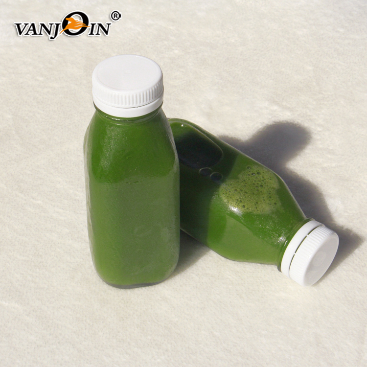 French Square 10oz /300 ml Clear Glass Drink Bottles With Anti-thef Lid For Storing Juices/ Smoothies/Beverages/Kombucha