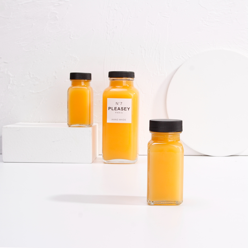 French Square 60ml 120ml 250ml 350ml 500mlJuice Glass Bottles Packaging For Beverage