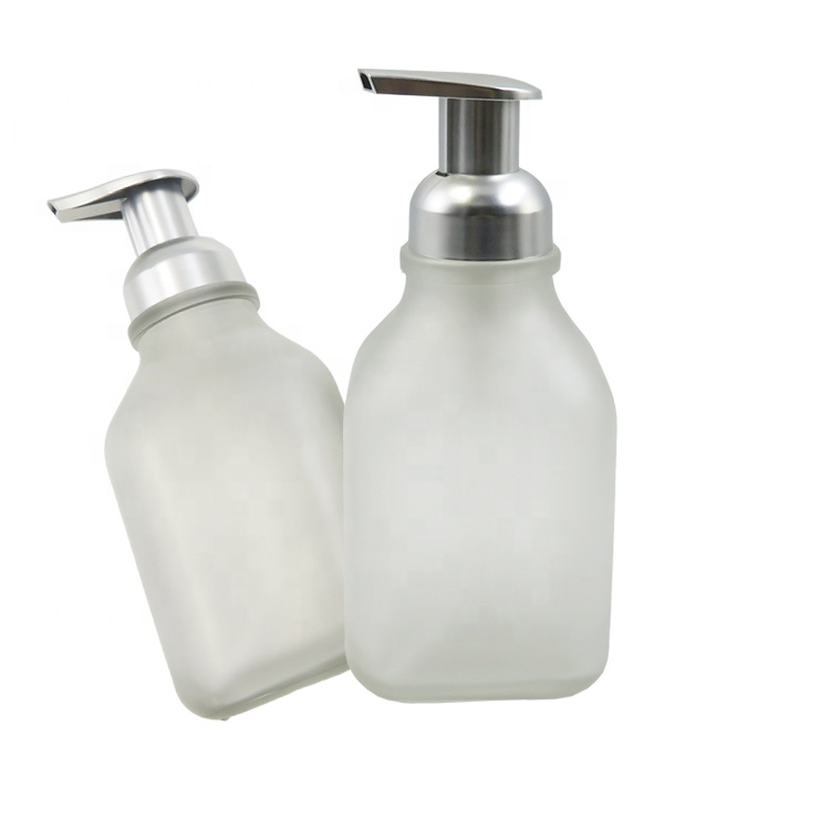 Frost Clear Empty 500ml Glass Foaming Bottle with Pump Lip for Shampoo Lotion Hand Soap