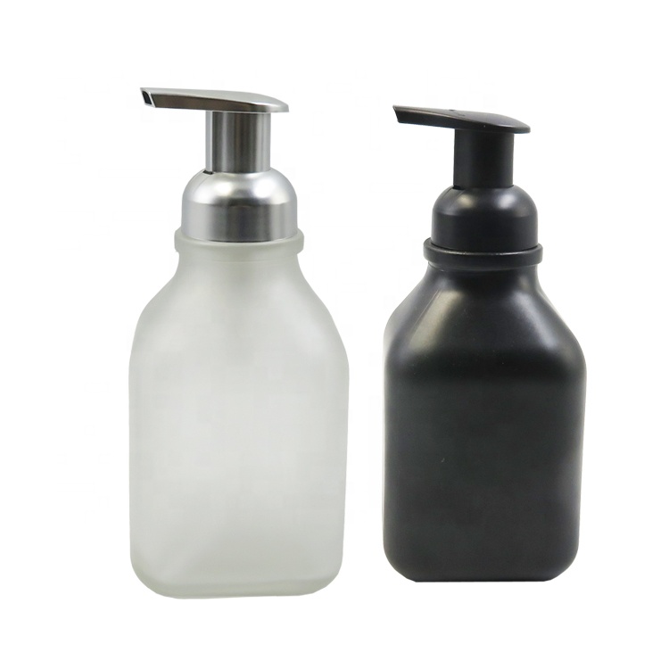 Frost Clear Empty 500ml Glass Foaming Bottle with Pump Lip for Shampoo Lotion Hand Soap