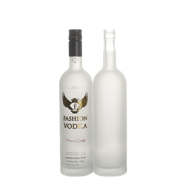 Frost screen printing 750ml 500ml 700ml 375ml spirits alcohol liquor gin spirit vodka glass bottle