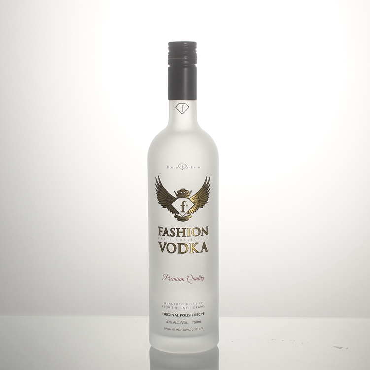 Frost screen printing 750ml 750 ml 700ml gin whisky spirit vodka brandy liquor clear round glass bottle with cork screw cap