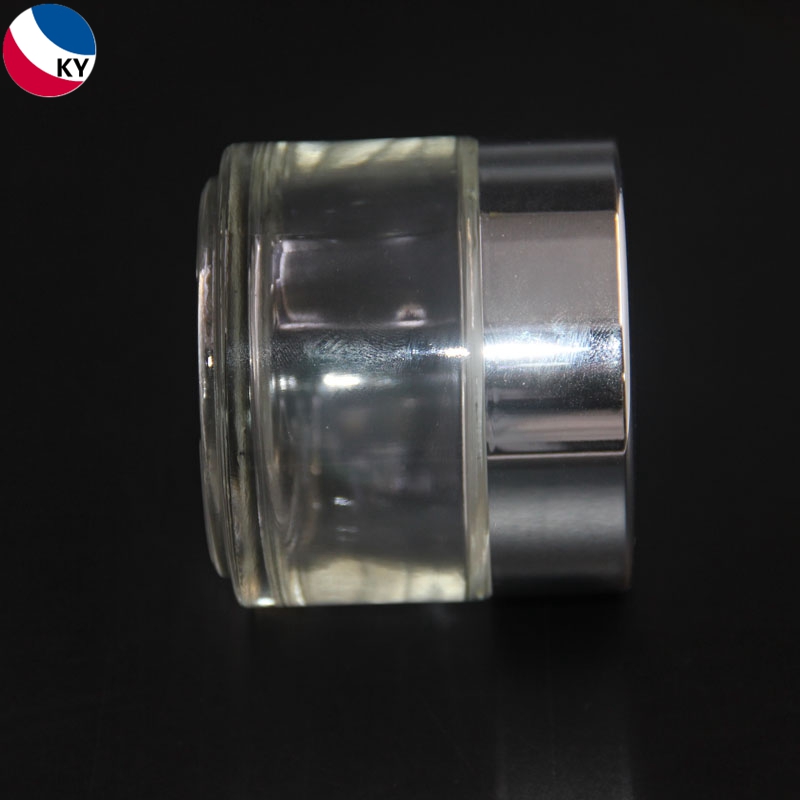 Frost white silvering aluminum cosmetic jar 100ml glass jar with screw top lid
