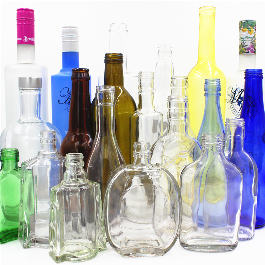 Frosted 100ml 250ml 350ml375ml 500ml 750ml square flat alcohol whiskey rum brandy vodka glass bottle