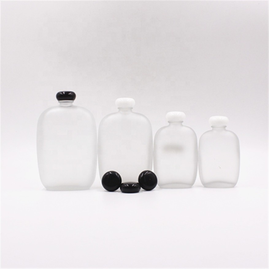Frosted 100ml 250ml 350ml375ml 500ml 750ml square flat alcohol whiskey rum brandy vodka glass bottle