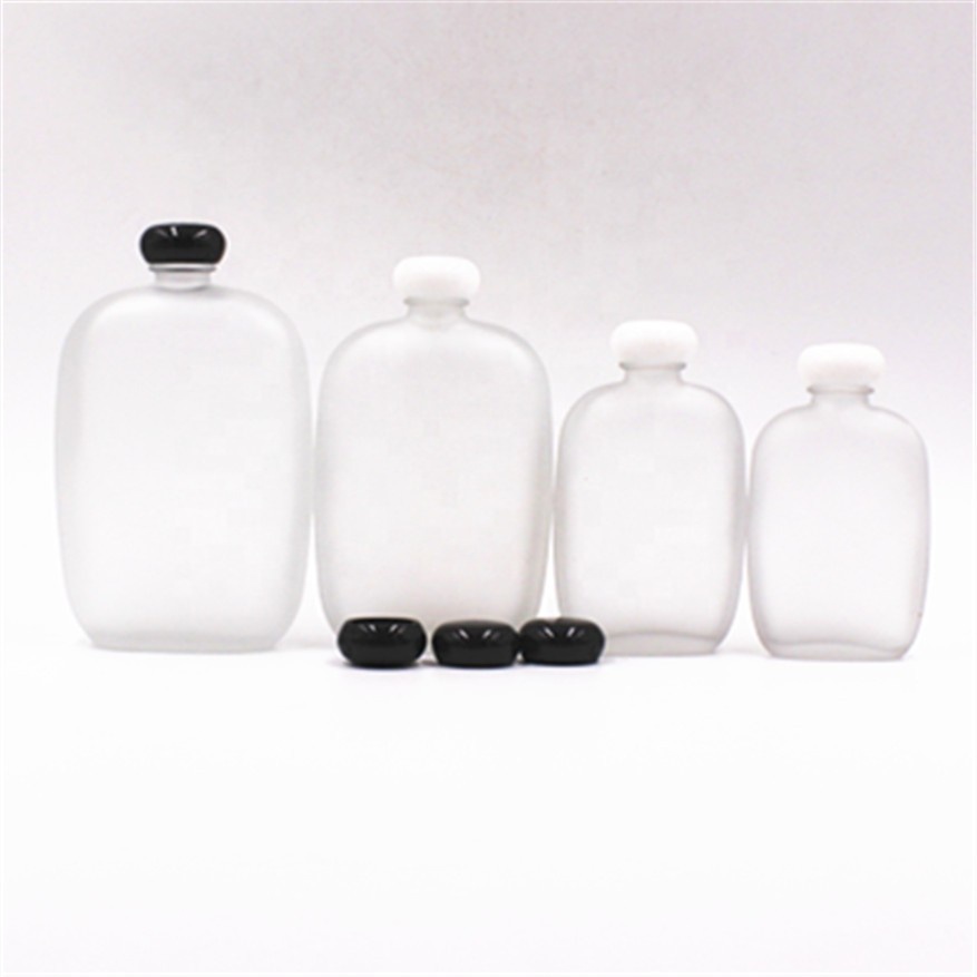 Frosted 100ml 250ml 350ml375ml 500ml 750ml square flat alcohol whiskey rum brandy vodka glass bottle
