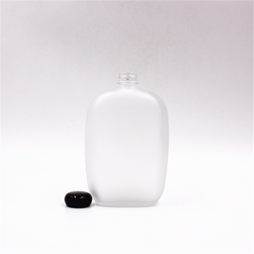 Frosted 100ml 250ml 350ml375ml 500ml 750ml square flat alcohol whiskey rum brandy vodka glass bottle