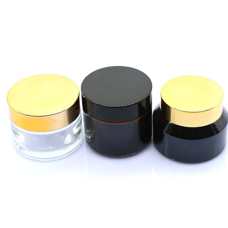 Frosted 15g 30g 2oz 4oz 8oz Amber Frosted Clear Luxury Face Cream Cosmetic Glass Jar bottles for Lotion Containers With Lid