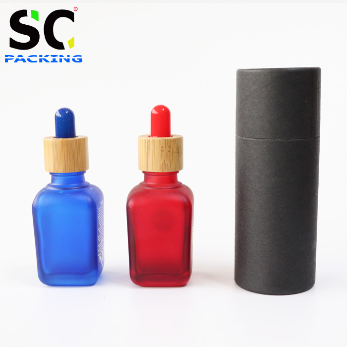 Frosted  30ml 1oz CBD oil tincture bottles glass dropper serum bottle with black tube box paper packaging