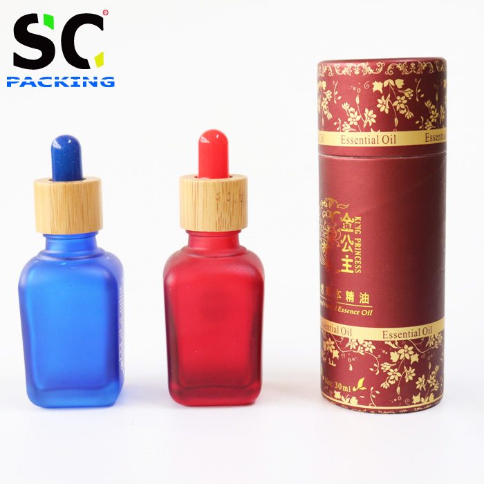 Frosted 30ml 1oz CBD oil tincture bottles glass dropper serum bottle with black tube box paper packaging