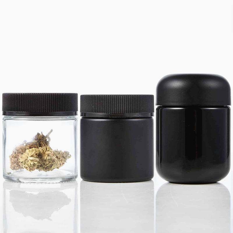 Frosted 50g 70g 110g 150g 220gglass jars hemp stash container custom matte container flower smell proof child proof jar