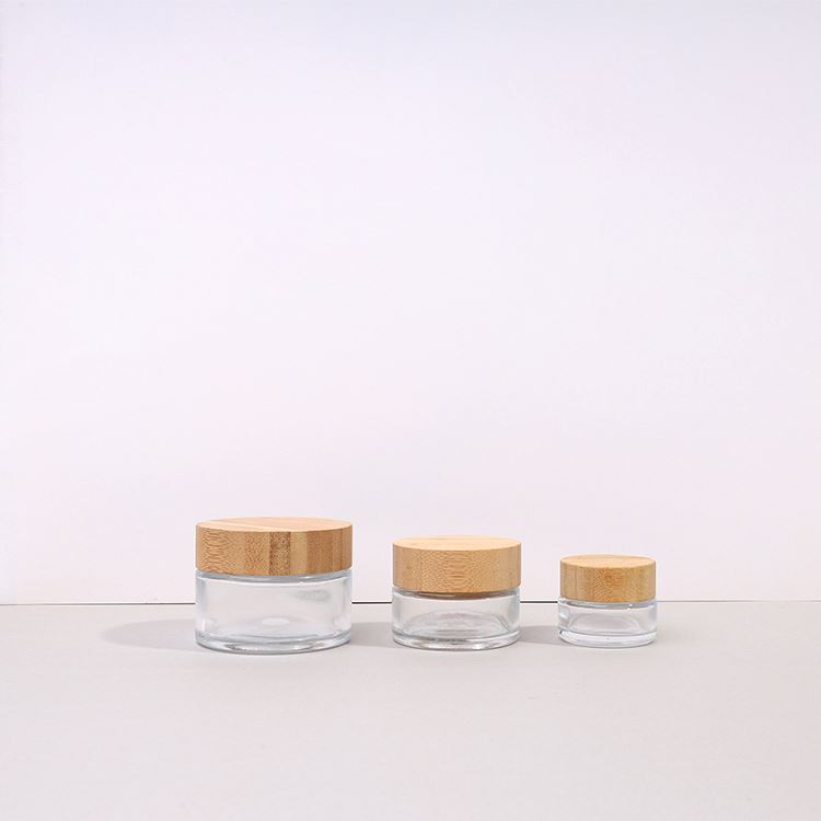 Frosted 5g 10g 15g 30g Skin Cream Glass Jars For Women Beauty Cosmetics With Wood Lid