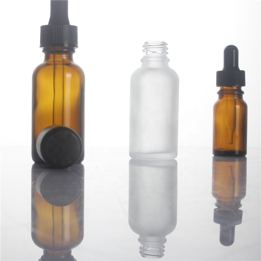 Frosted 5ml 10ml 15ml 20ml 30ml 50ml 100ml dropper spray pump caps amber brown green blue color essential oil glass bottles