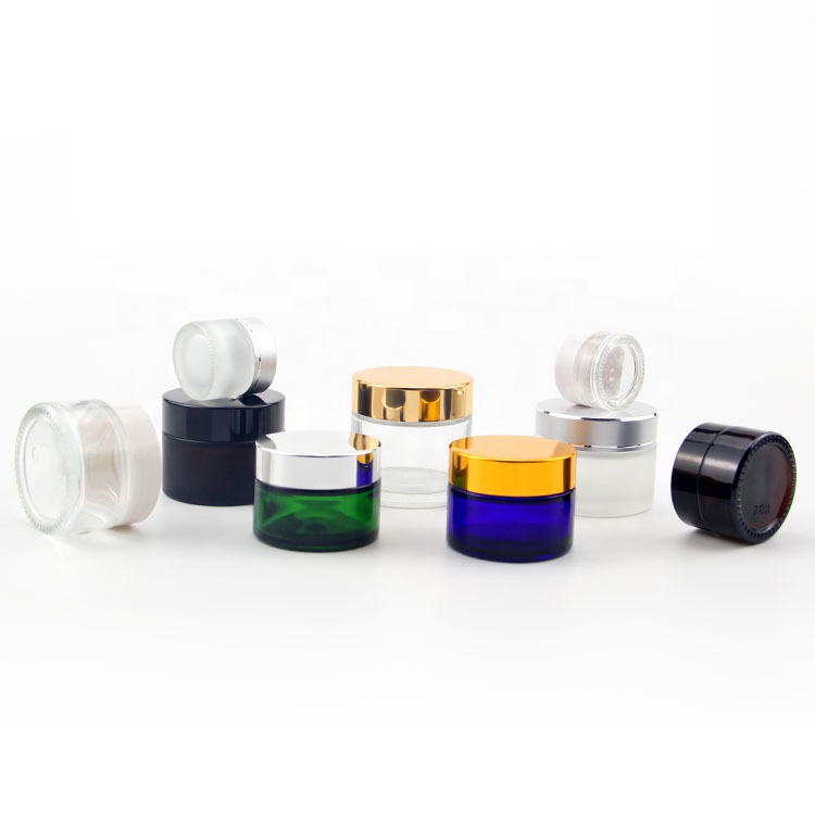 Frosted Amber 5ml 30ml 1oz Cosmetic Packaging Cream Cosmetic Jar Glass with Gold Lid