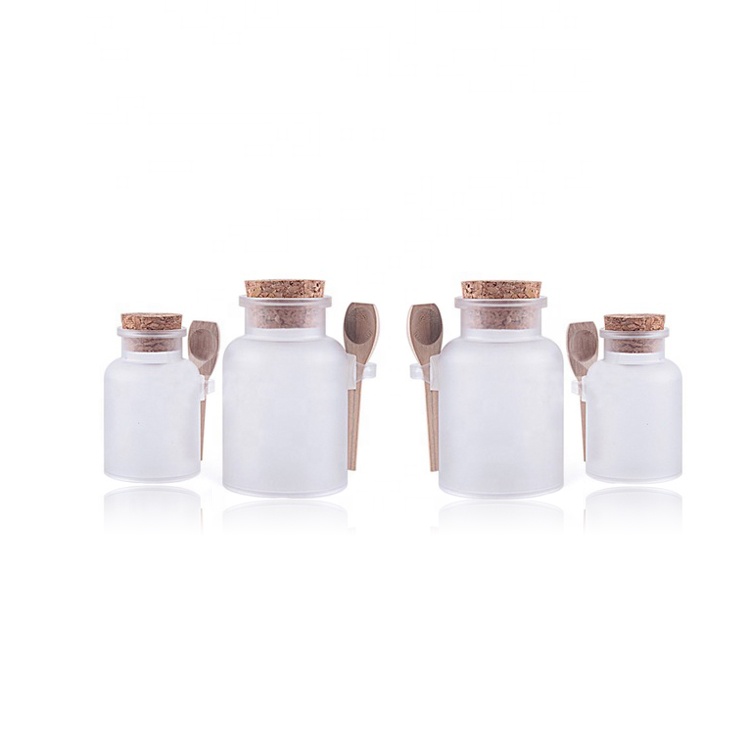 Frosted Bath Salt Jar ABS Plastic Bath Salt Bottle with Wooden Spoon in Stock