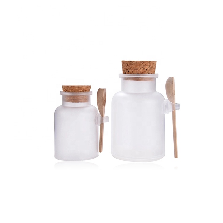 Frosted Bath Salt Jar ABS Plastic Bath Salt Bottle with Wooden Spoon in Stock