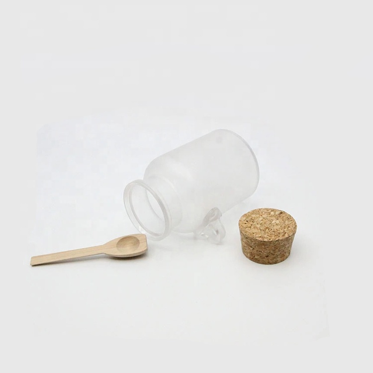 Frosted Bath Salt Jar ABS Plastic Bath Salt Bottle with Wooden Spoon in Stock