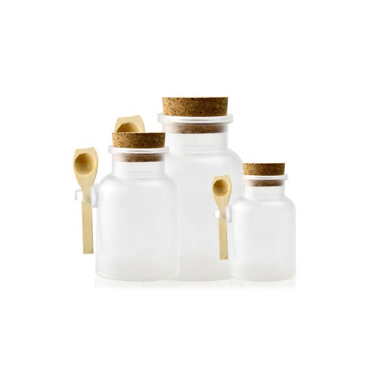 Frosted Bath Salt Jar ABS Plastic Bath Salt Bottle with Wooden Spoon in Stock