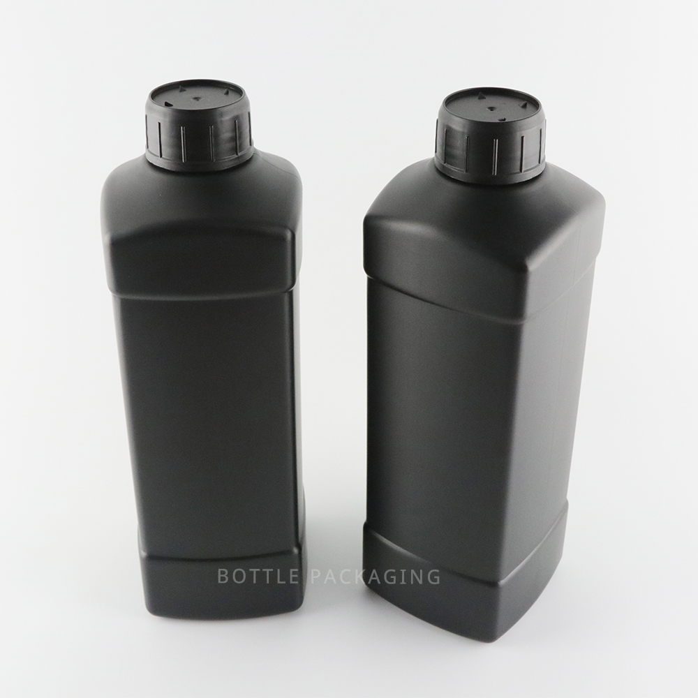 Frosted Black Rectangle HDPE Pesticide 1 Liter Plastic Bottle