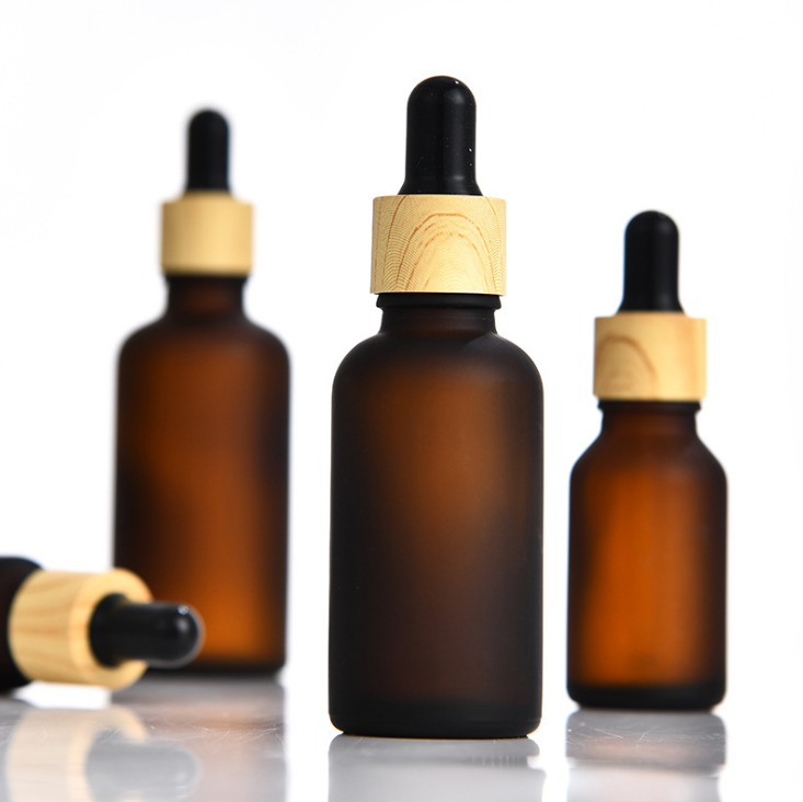 Frosted Brown Serum Hair Oil 5ml 10 ml 1oz Amber Glass Dropper Bottle