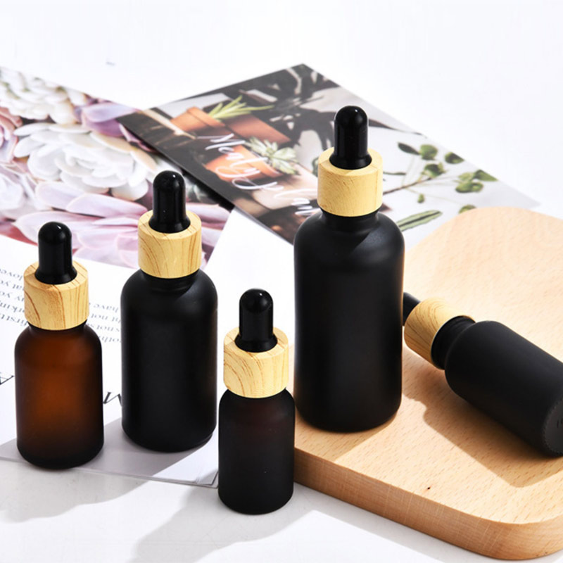 Frosted Brown Serum Hair Oil 5ml 10 ml 1oz Amber Glass Dropper Bottle