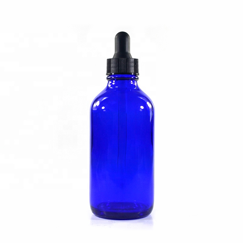 Frosted Clear 2oz 4oz 15ml 30ml 60ml 120ml Amber Blue Green Boston Round Glass Dropper Bottles with Rubber Cap