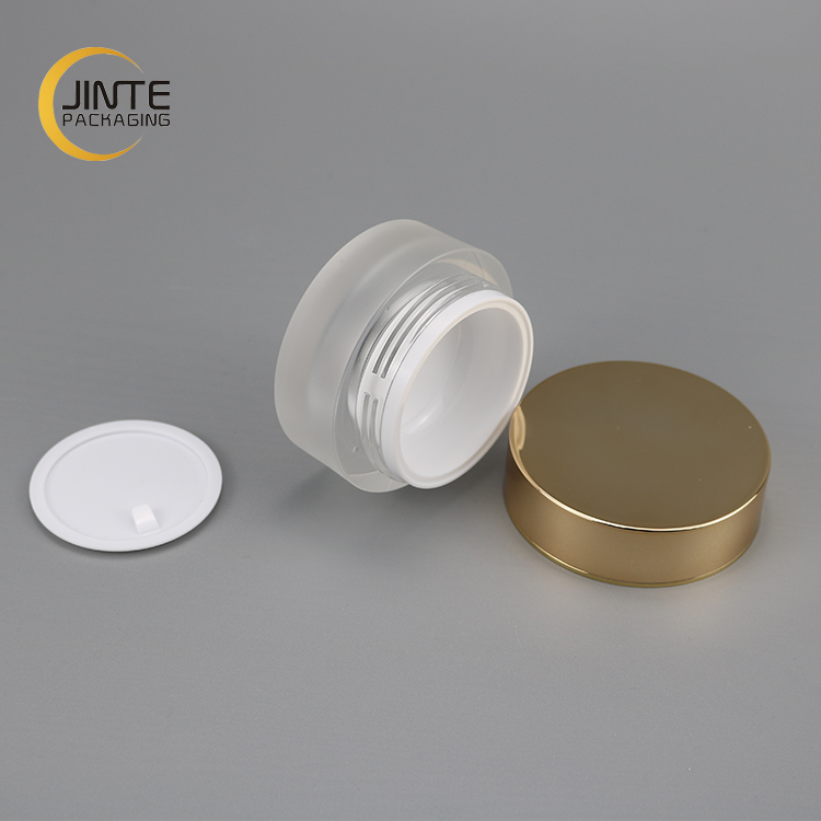 Frosted Cosmetic Jars 0.17oz 0.5oz Eye Essential Cream With White PP Bottle And Shiny Rose Gold Cap