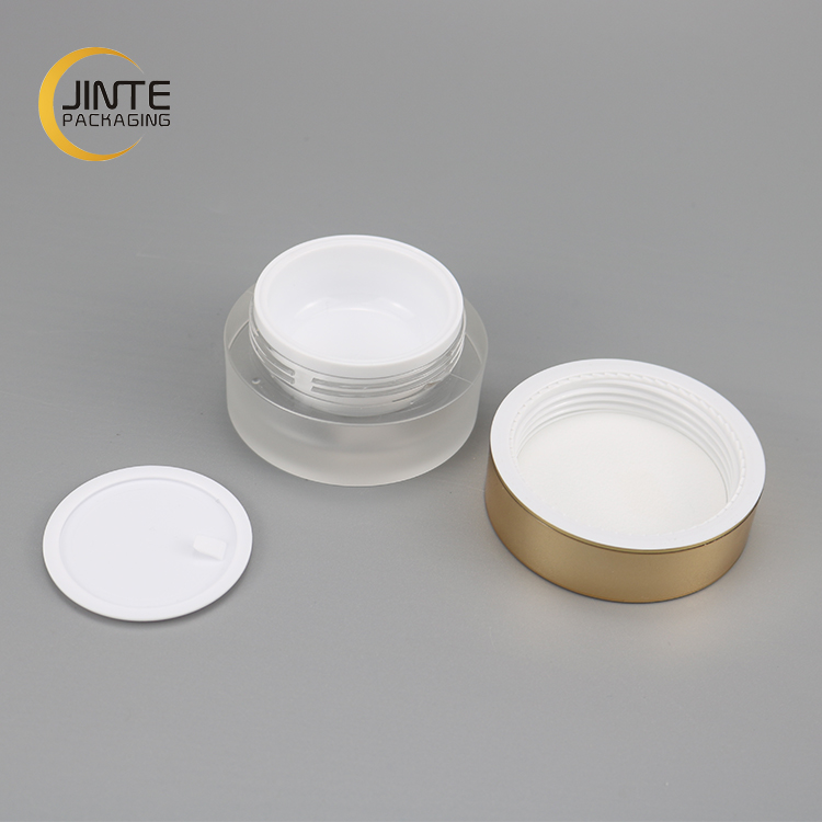 Frosted Cosmetic Jars 0.17oz 0.5oz Eye Essential Cream With White PP Bottle And Shiny Rose Gold Cap