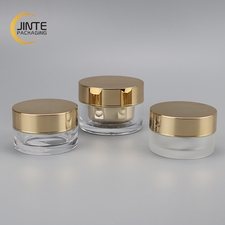 Frosted Cosmetic Jars 0.17oz 0.5oz Eye Essential Cream With White PP Bottle And Shiny Rose Gold Cap