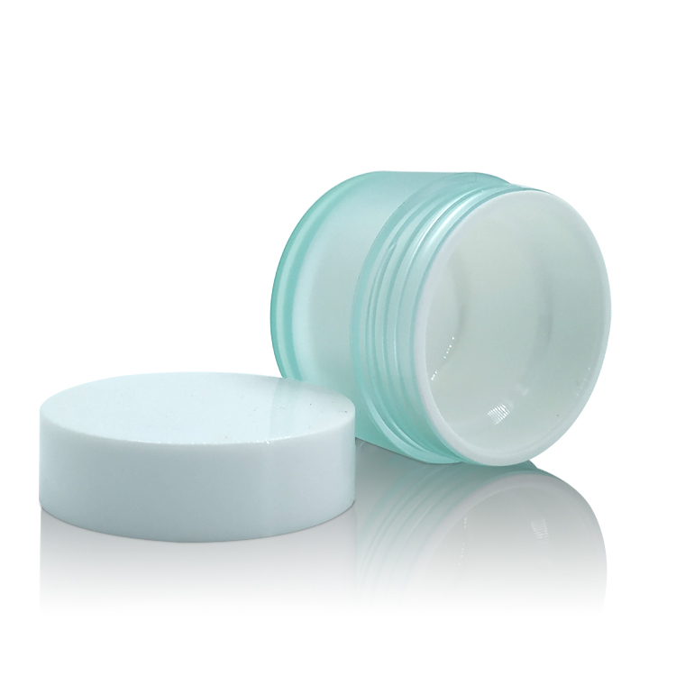 Frosted Cyan Cosmetic Facial Mask Eye Cream Plastic Jar 50g Plastic Jar with Lid for Cosmetic Packaging Container