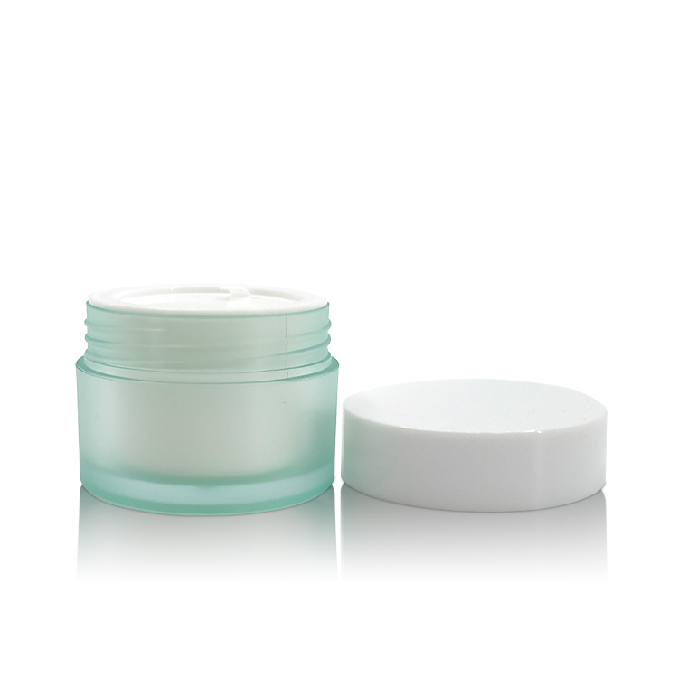 Frosted Cyan Cosmetic Facial Mask Eye Cream Plastic Jar 50g Plastic Jar with Lid for Cosmetic Packaging Container