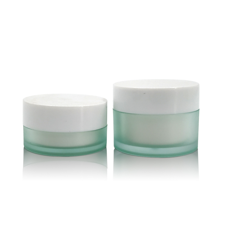 Frosted Cyan Cosmetic Facial Mask Eye Cream Plastic Jar 50g Plastic Jar with Lid for Cosmetic Packaging Container