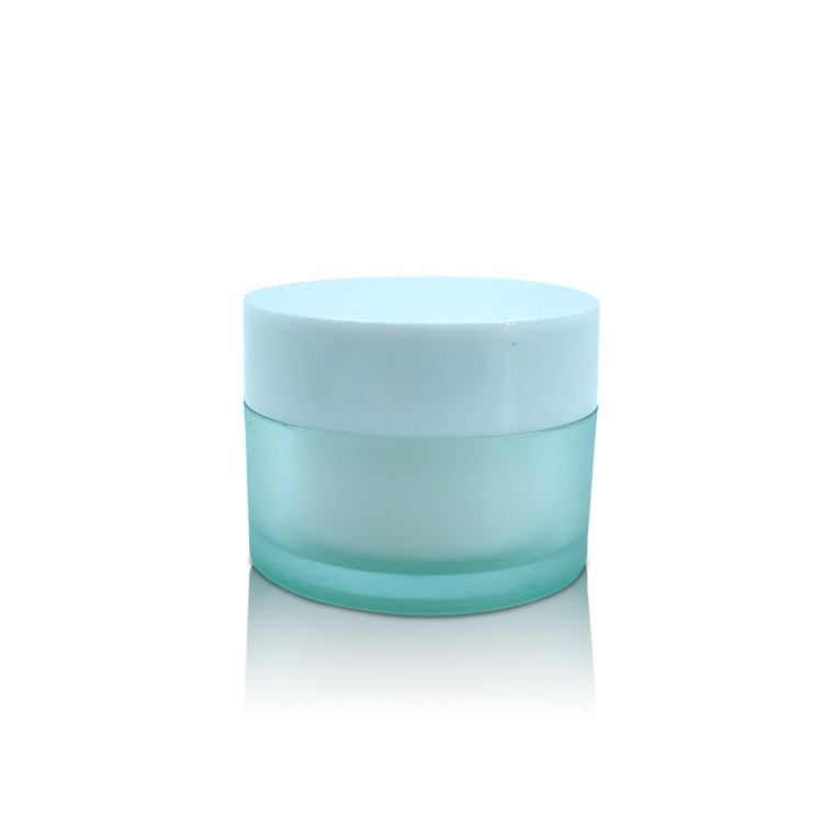 Frosted Cyan Cosmetic Facial Mask Eye Cream Plastic Jar 50g Plastic Jar with Lid for Cosmetic Packaging Container