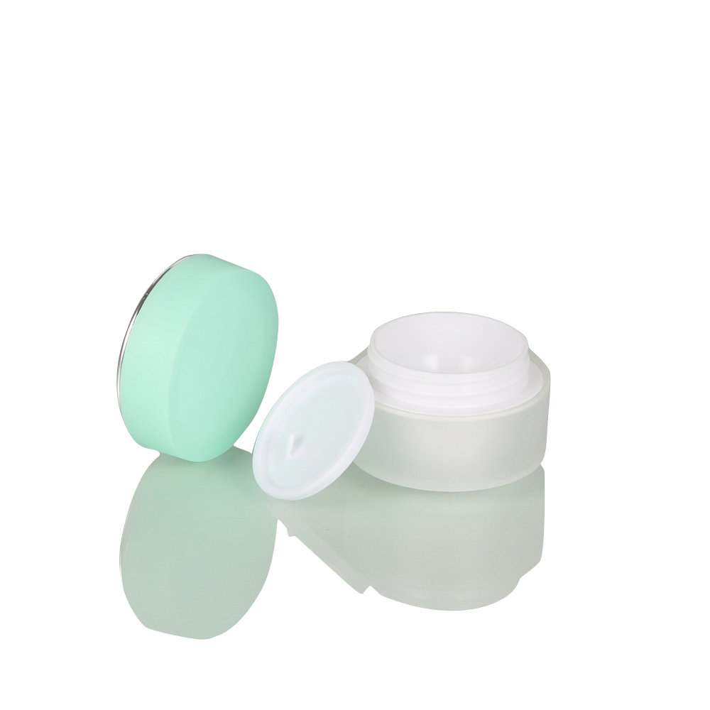 Frosted Double Wall PP Plastic Cream Jar with Pink Blue Lid 15g