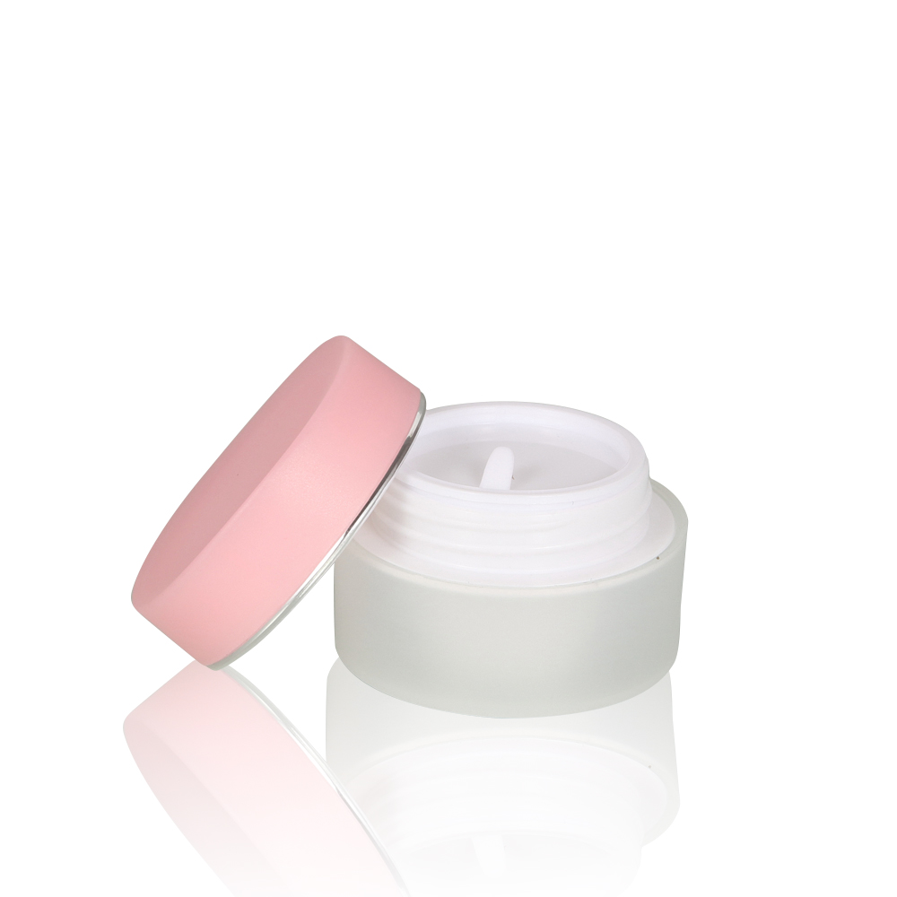 Frosted Double Wall PP Plastic Cream Jar with Pink Blue Lid 15g