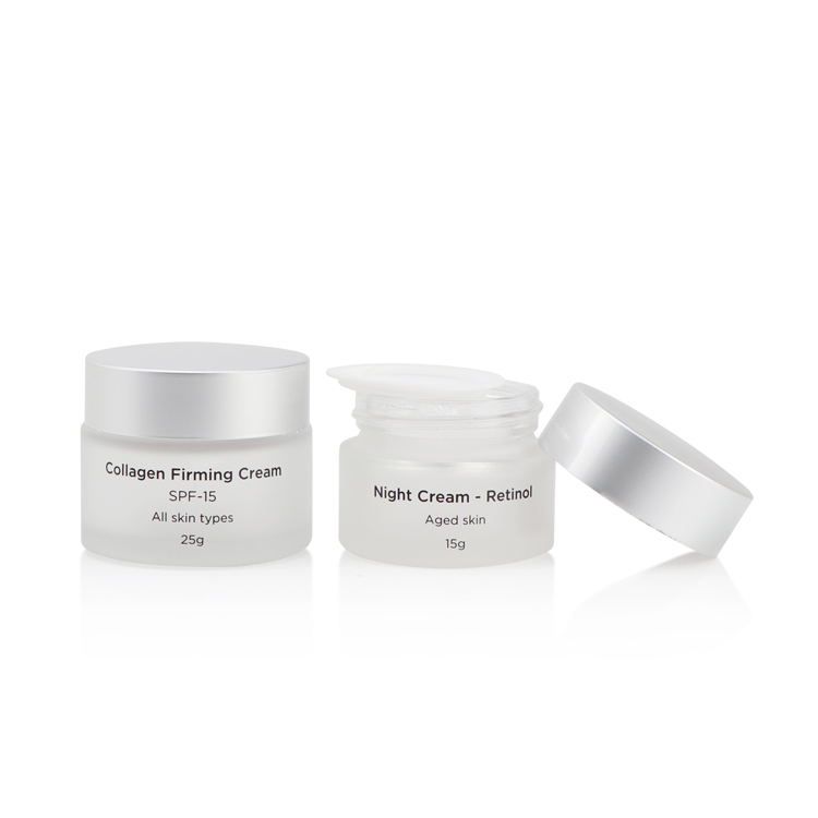 Frosted Empty round cream glass jar 5g, 10g, 15g, 20g, 30g, 50g, 100g