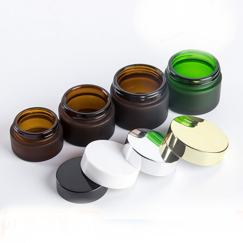 Frosted Empty round cream glass jar 5g, 10g, 15g, 20g, 30g, 50g, 100g