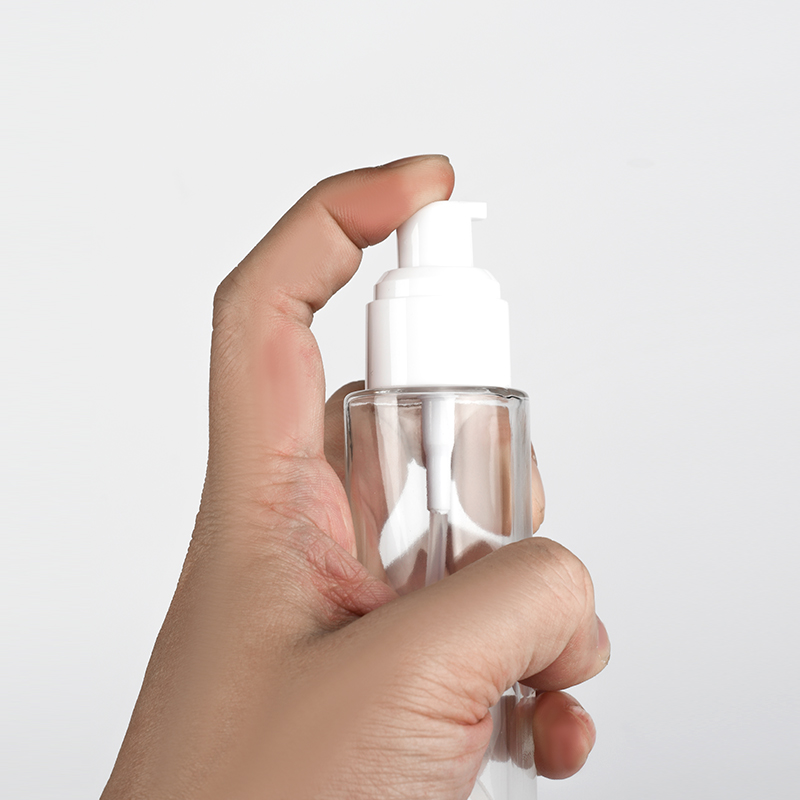 Frosted Essential Oil Bottles Lotion Pump Cover 20ml 30ml 40ml 50ml 60ml 80ml 100ml 120ml Clear Glass Bottle with Pump Spray