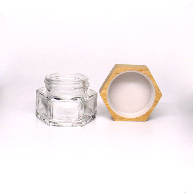 Frosted Glass Cosmetic Cream Jar Bottle Refillable Glass Face Cream Pot Cosmetics Container With Bamboo lids