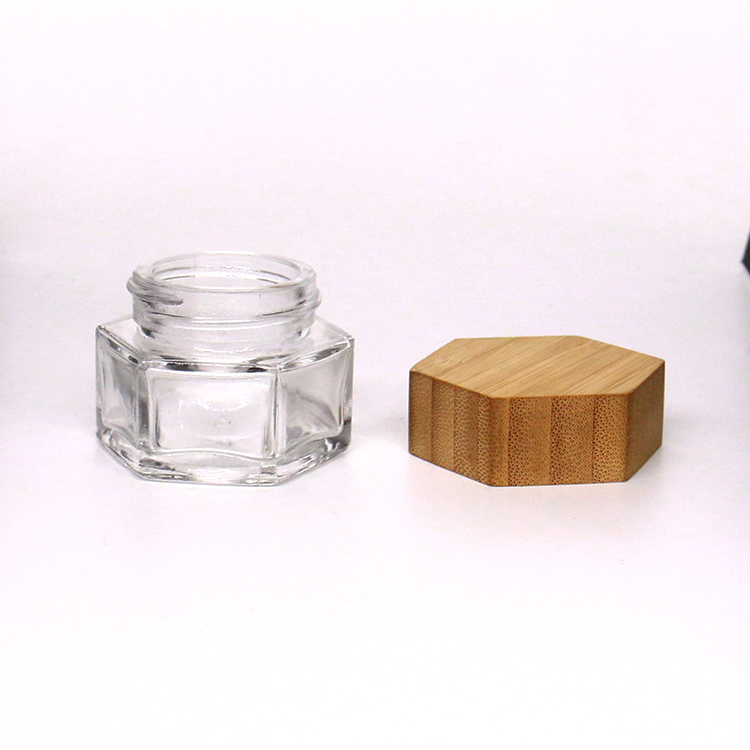 Frosted Glass Cosmetic Cream Jar Bottle Refillable Glass Face Cream Pot Cosmetics Container With Bamboo lids