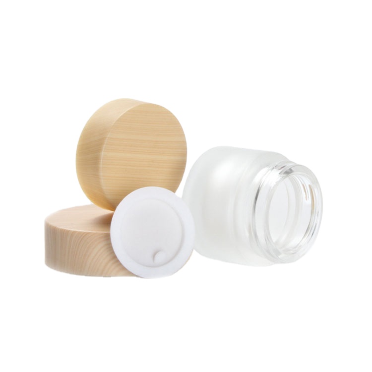 Frosted Glass Storage Jar with Glass Bamboo Lid