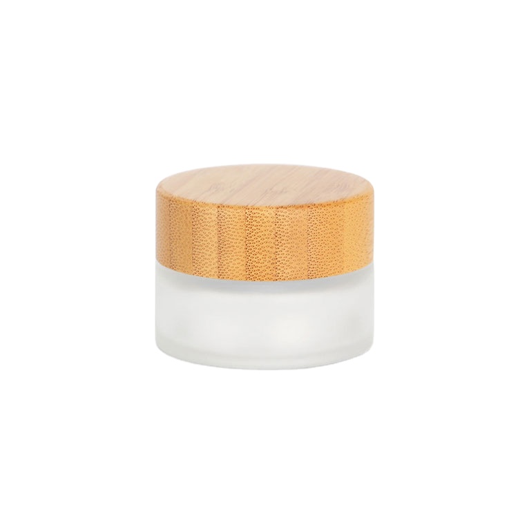 Frosted Glass Storage Jar with Glass Bamboo Lid