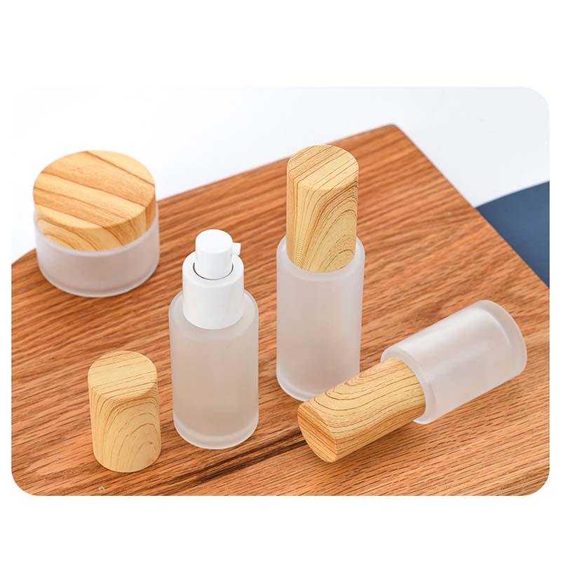 Frosted Inclined Shoulder 50g Glass Cream Cosmetic Jar with Bamboo Cap