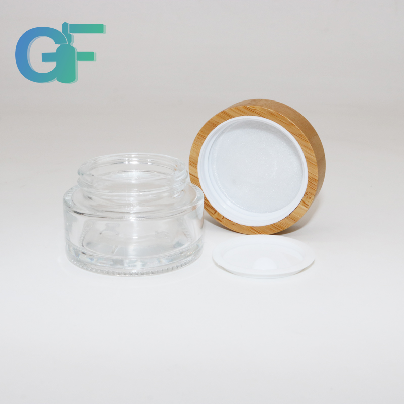 Frosted Lid Cosmetic Glass Jar With Bamboo Cap