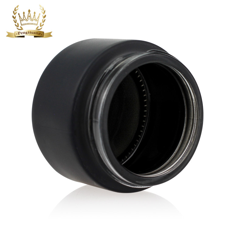Frosted Matt Black Cosmetic Cream Packaging Glass Jar with Bamboo Plastic Lid Gold Cap 50g Aluminum Screw Cap Jars and Lids