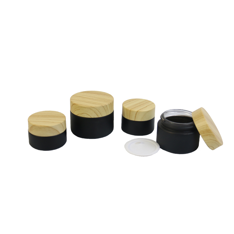 Frosted Matt Black Glass Jar with Lid for Skin Care Cream 5g 10g 15g 20g 30g 50g