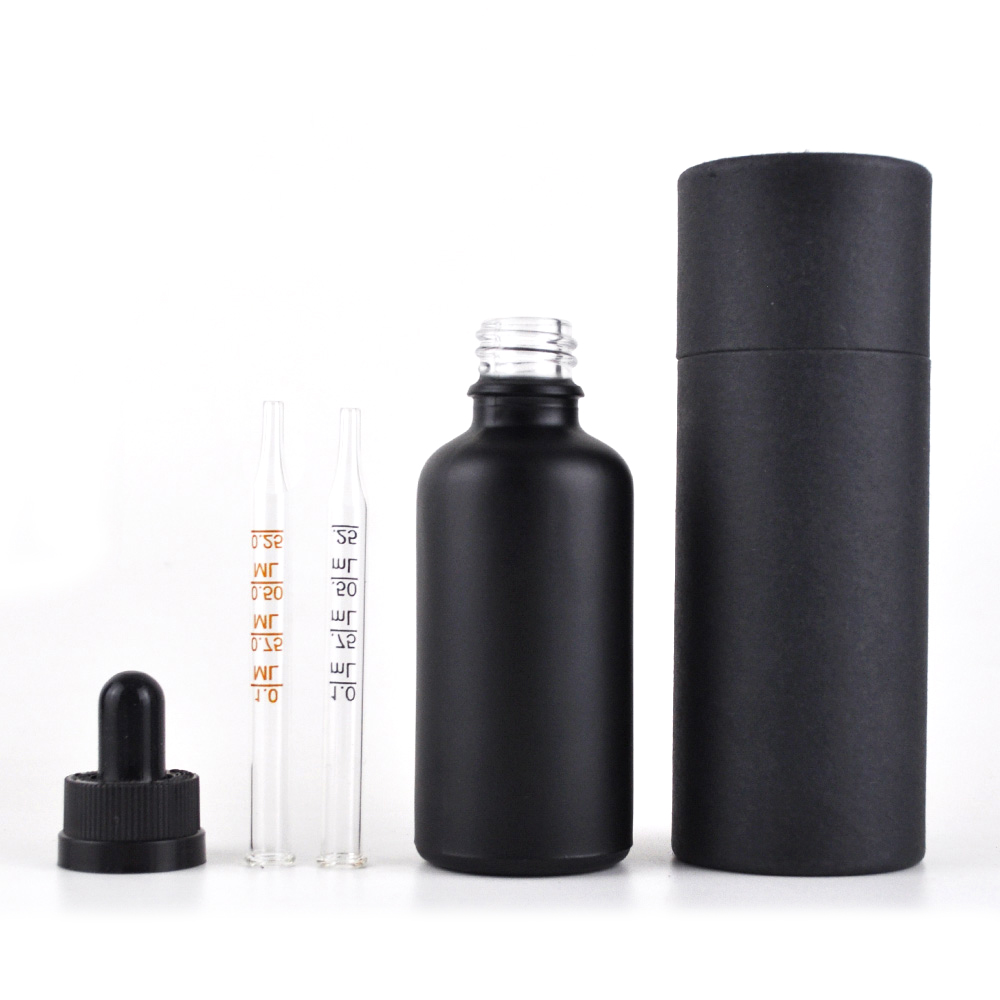 Frosted Matte Black 1ounce 30ml Tincture Bottles Glass Dropper with childproof cap