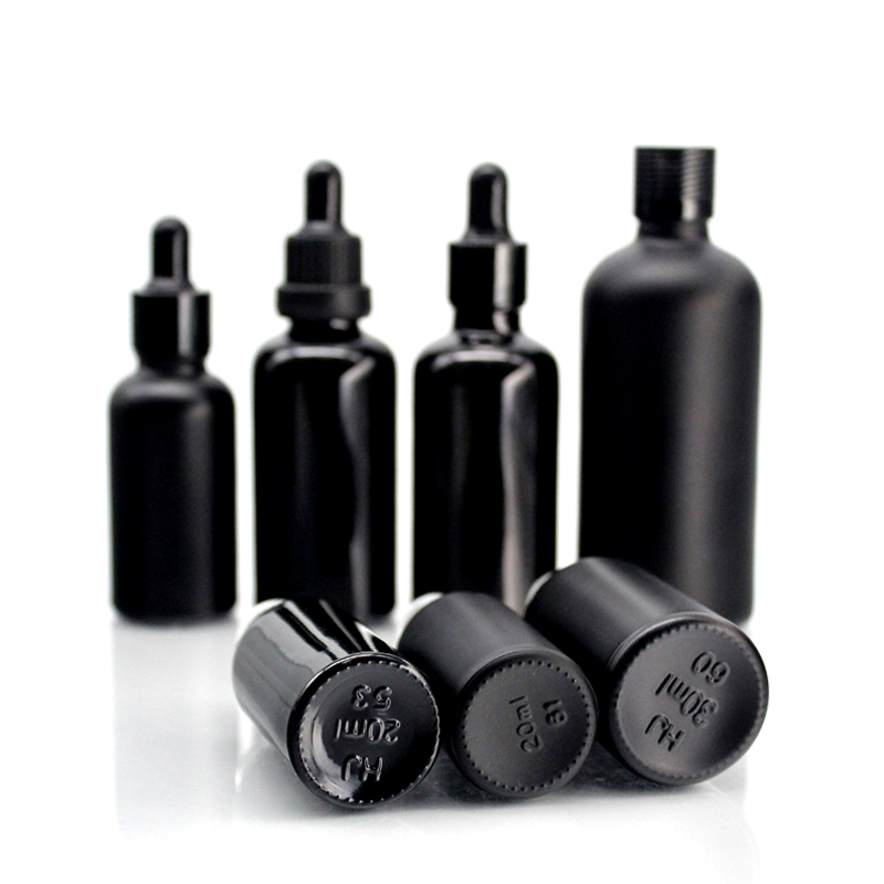 Frosted Matte Black 1ounce 30ml Tincture Bottles Glass Dropper with childproof cap