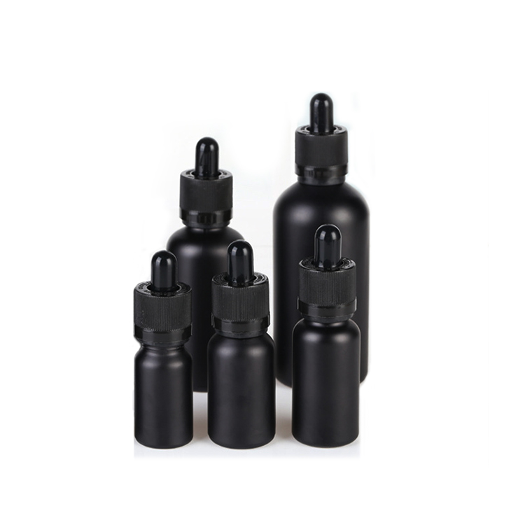 Frosted Matte Black 1ounce 30ml Tincture Bottles Glass Dropper with childproof cap